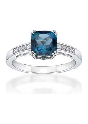 Belk & Co 1.75 Ct. T.w. London Blue Topaz And 1/10 Ct. T.w. Diamond Ring In 10K White Gold