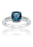 1.75 ct. t.w. London Blue Topaz and 1/10 ct. t.w. Diamond Ring in 10K White Gold