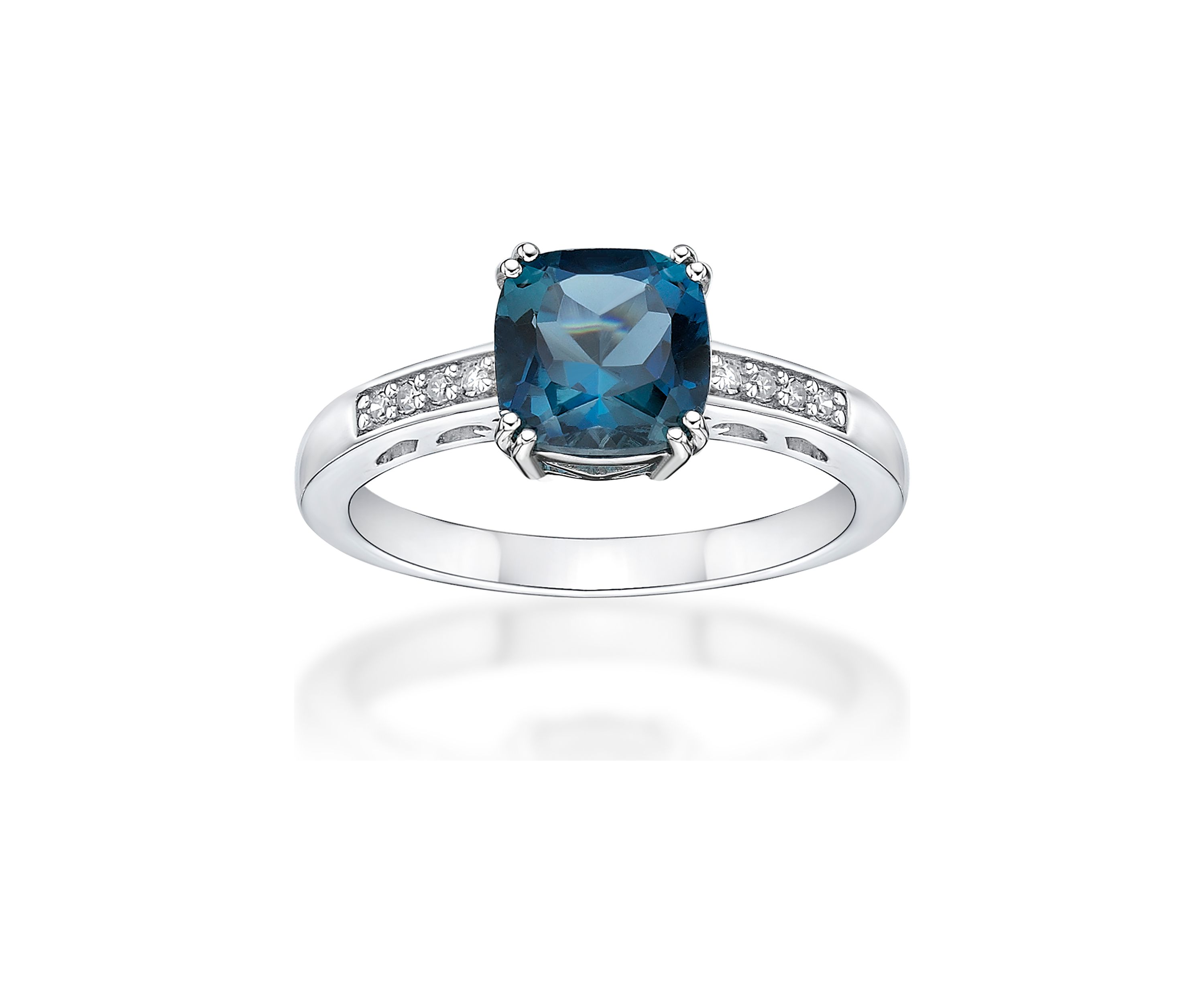 1.75 ct. t.w. London Blue Topaz and 1/10 ct. t.w. Diamond Ring in 10K White Gold