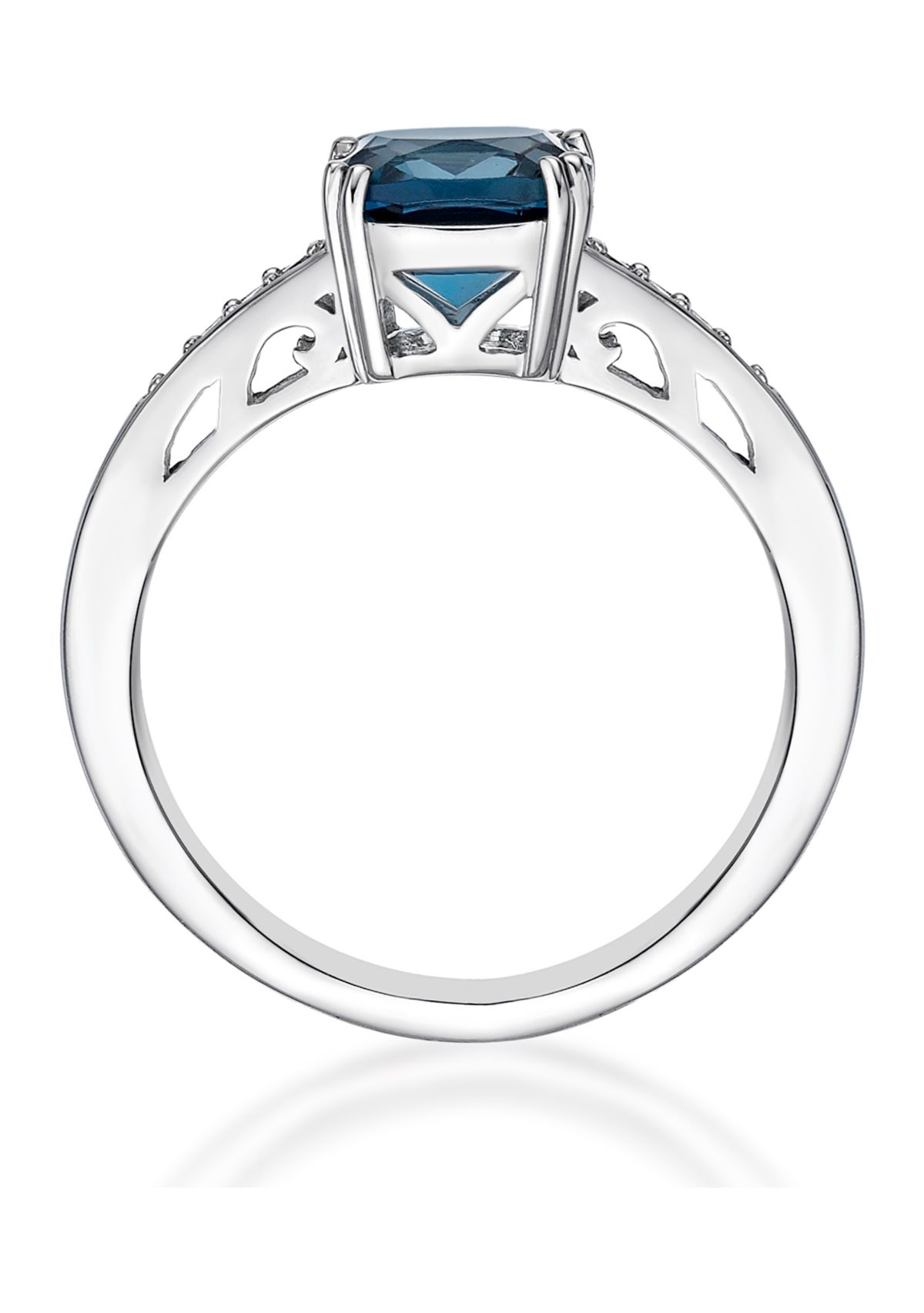 1.75 ct. t.w. London Blue Topaz and 1/10 ct. t.w. Diamond Ring in 10K White Gold