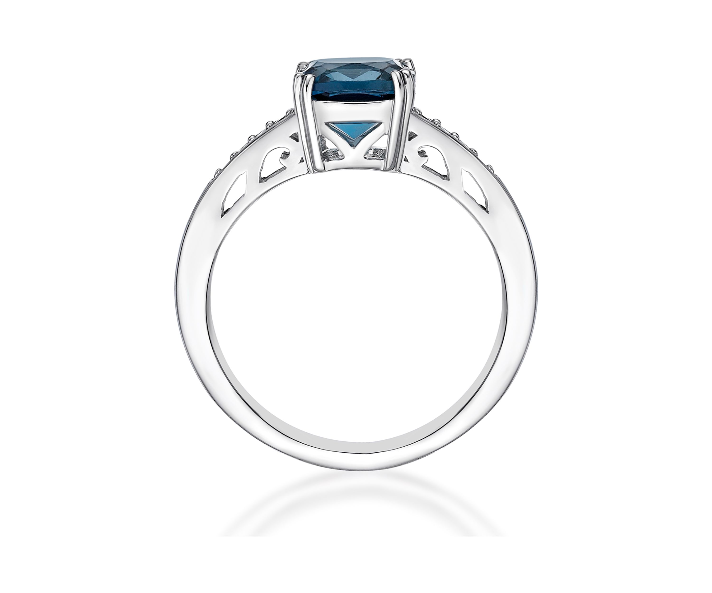 1.75 ct. t.w. London Blue Topaz and 1/10 ct. t.w. Diamond Ring in 10K White Gold