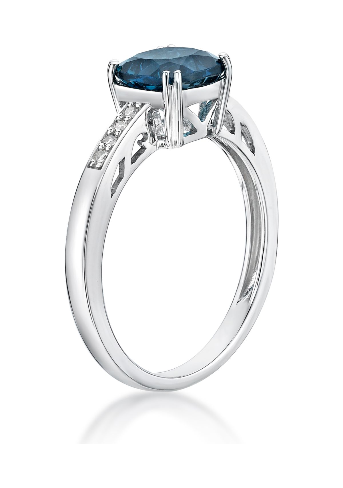1.75 ct. t.w. London Blue Topaz and 1/10 ct. t.w. Diamond Ring in 10K White Gold