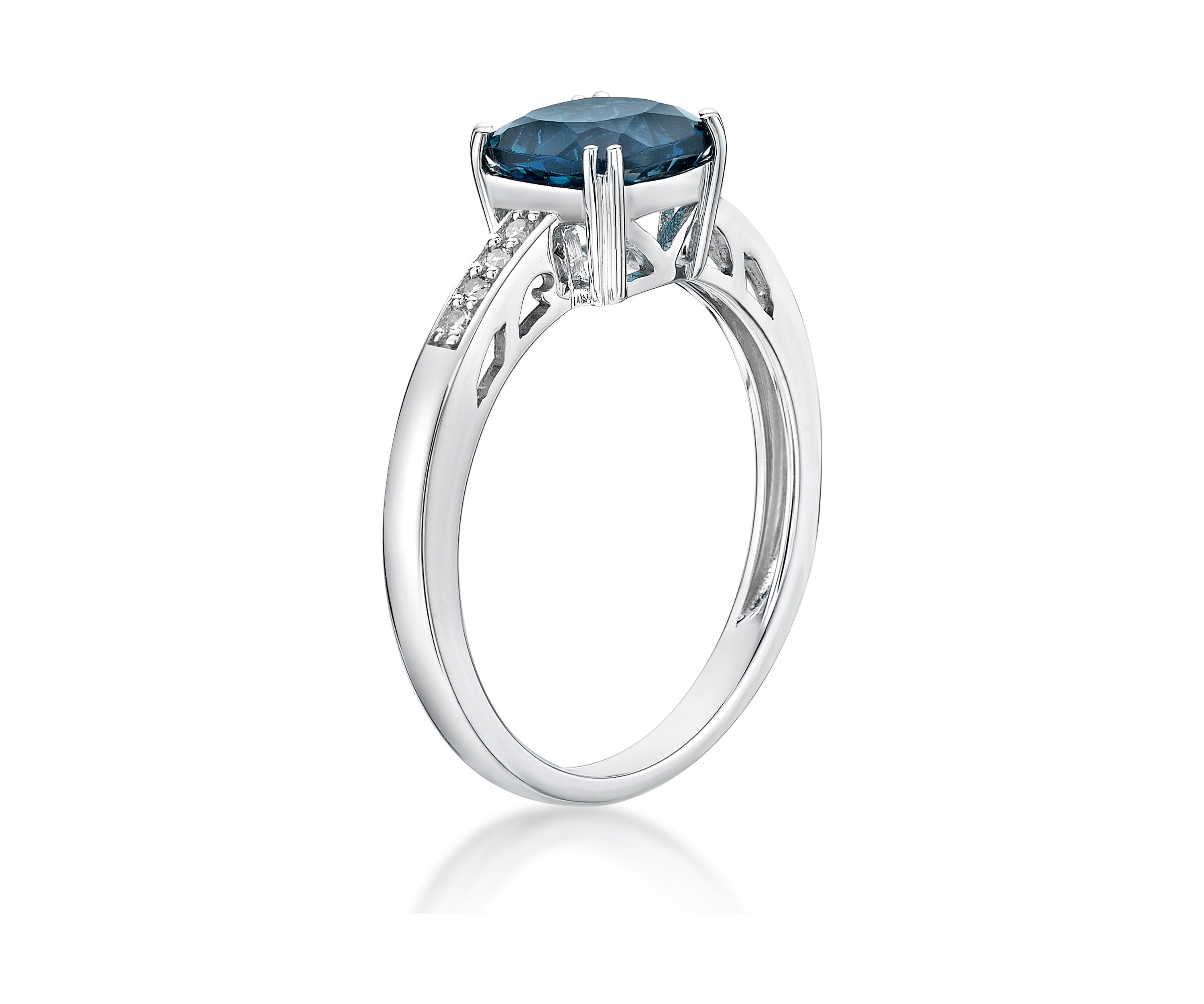 1.75 ct. t.w. London Blue Topaz and 1/10 ct. t.w. Diamond Ring in 10K White Gold