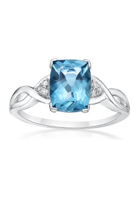 Belk & Co 2.5 Ct. T.w. London Blue Topaz And 1/10 Ct. T.w. Diamond Ring In 10K White Gold