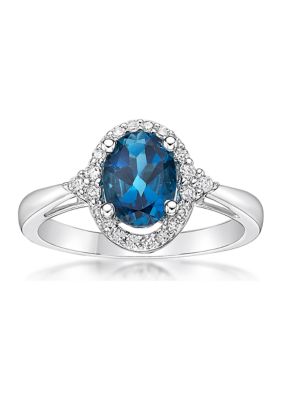 Belk & Co 1.63 ct. t.w. London Blue Topaz and 1/5 ct. t.w. Diamond Ring in 10K White Gold