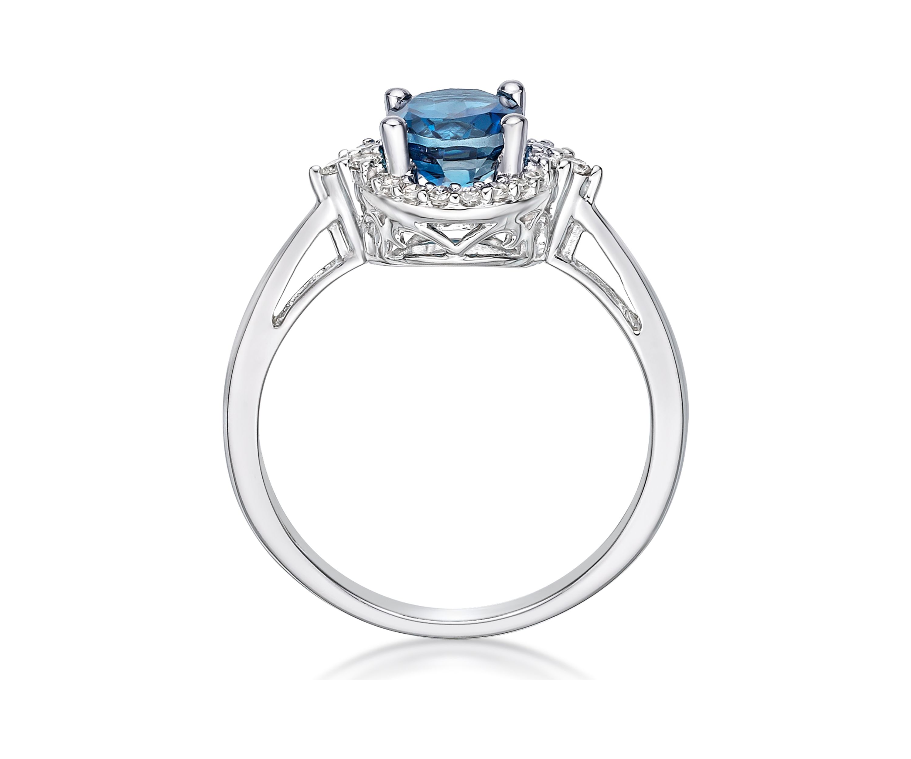 1.63 ct. t.w. London Blue Topaz and 1/5 ct. t.w. Diamond Ring in 10K White Gold