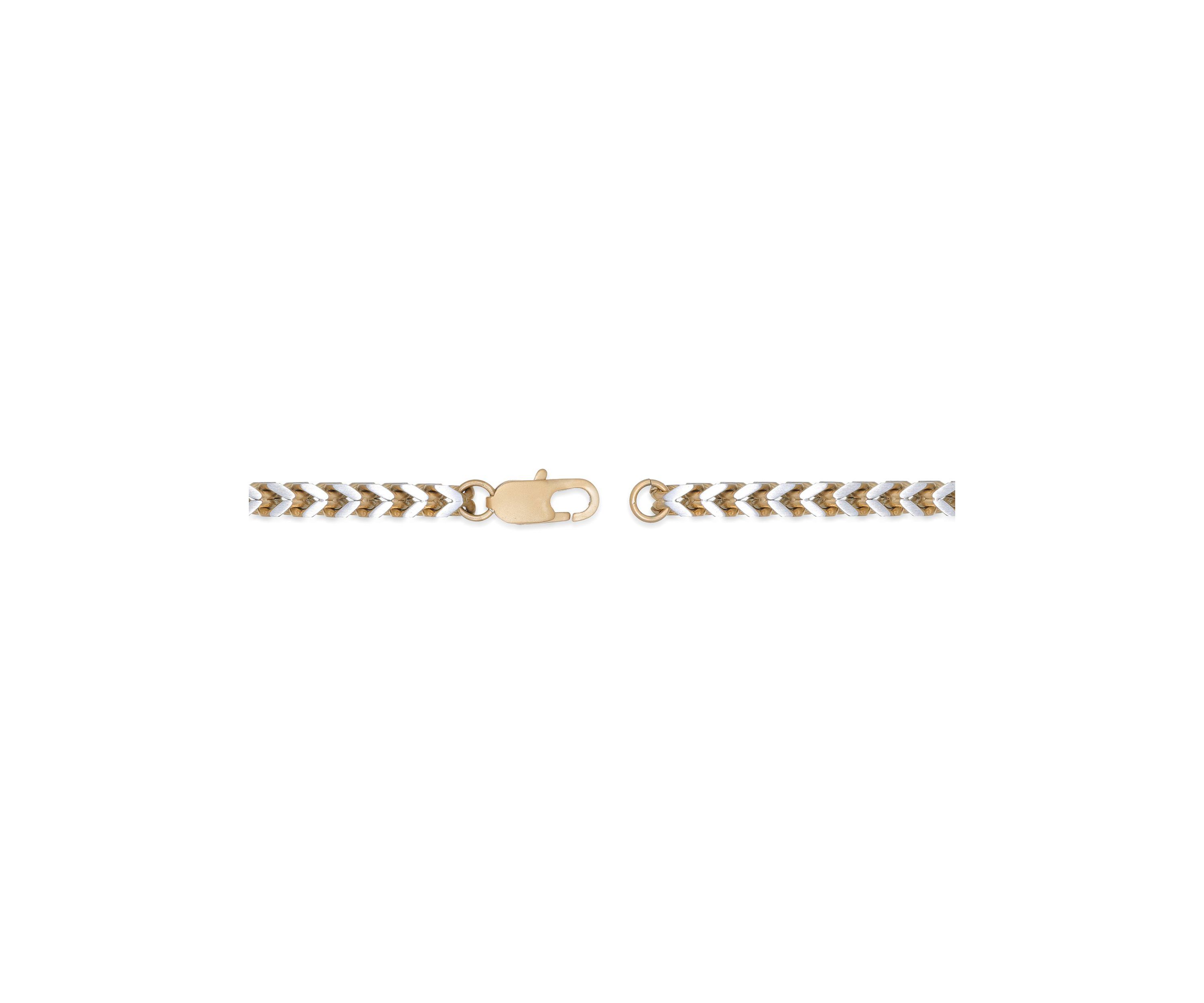 Stainless Steel 4MM Wheat Chain Necklace with Goldtone Ion Plating, 18" Length