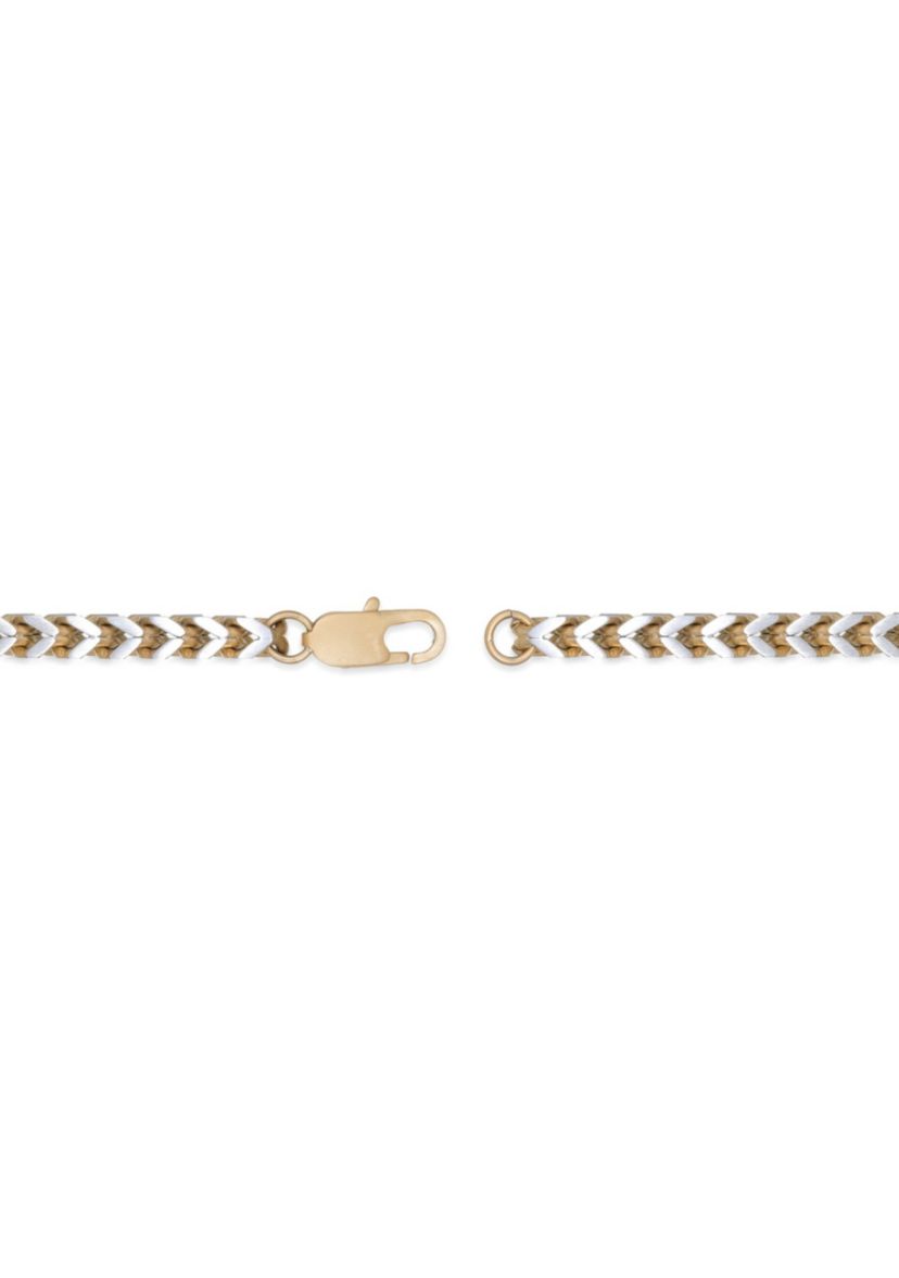 Stainless Steel 4MM Wheat Chain Necklace with Goldtone Ion Plating, 18" Length