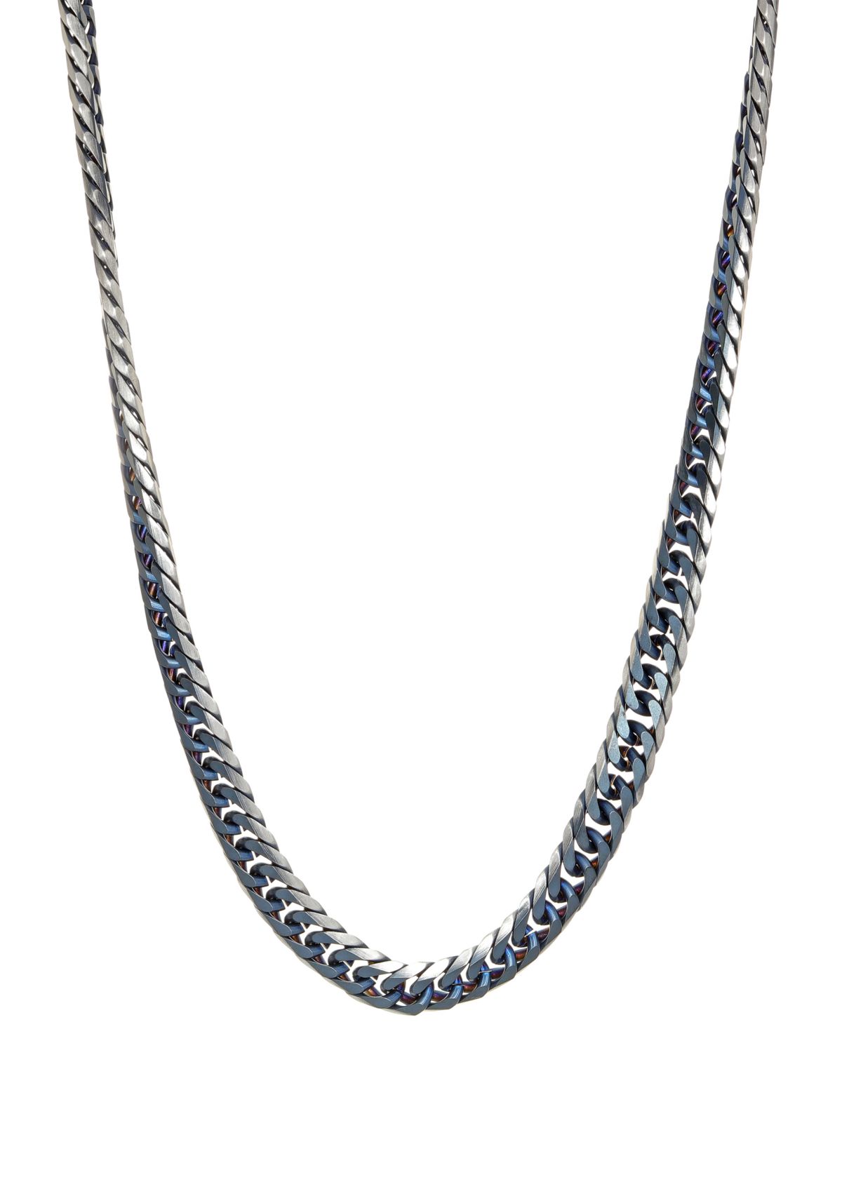 Stainless Steel 2 Tone Necklace with Blue Ion Plating
