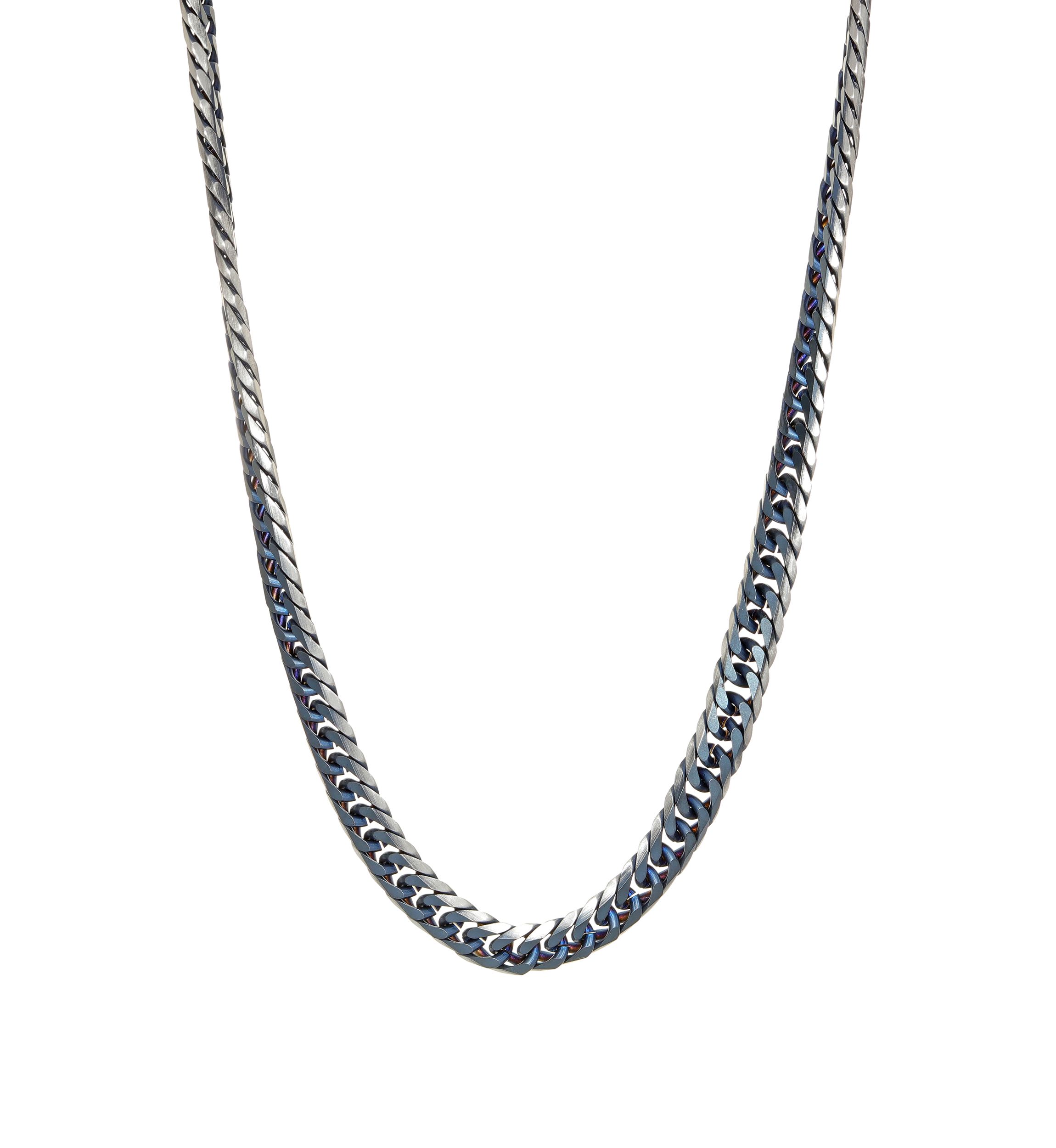 Stainless Steel 2 Tone Necklace with Blue Ion Plating