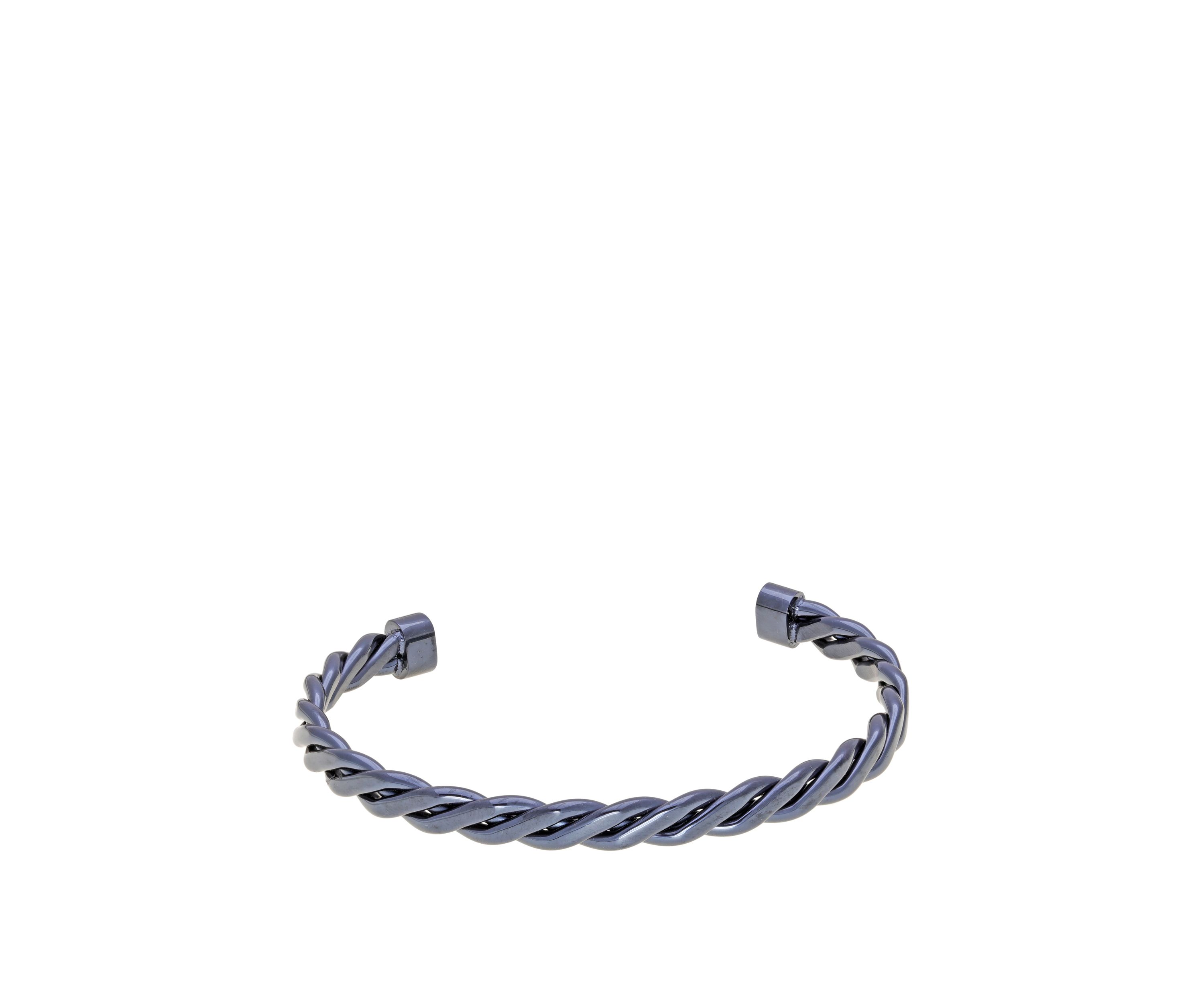 Stainless Steel Cuff Bangle with Gray Ion Plating
