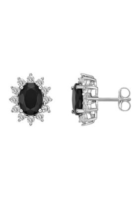 Belk & Co 2.4 Ct. T.w. Black Onyx And 1 Ct. T.w. Created White Sapphire Earrings In Sterling Silver
