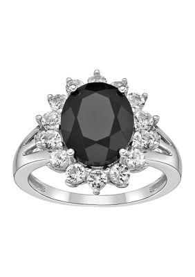Belk & Co 2.5 Ct. T.w. Black Onyx And 1.2 Ct. T.w. Created White Sapphire Ring In Sterling Silver