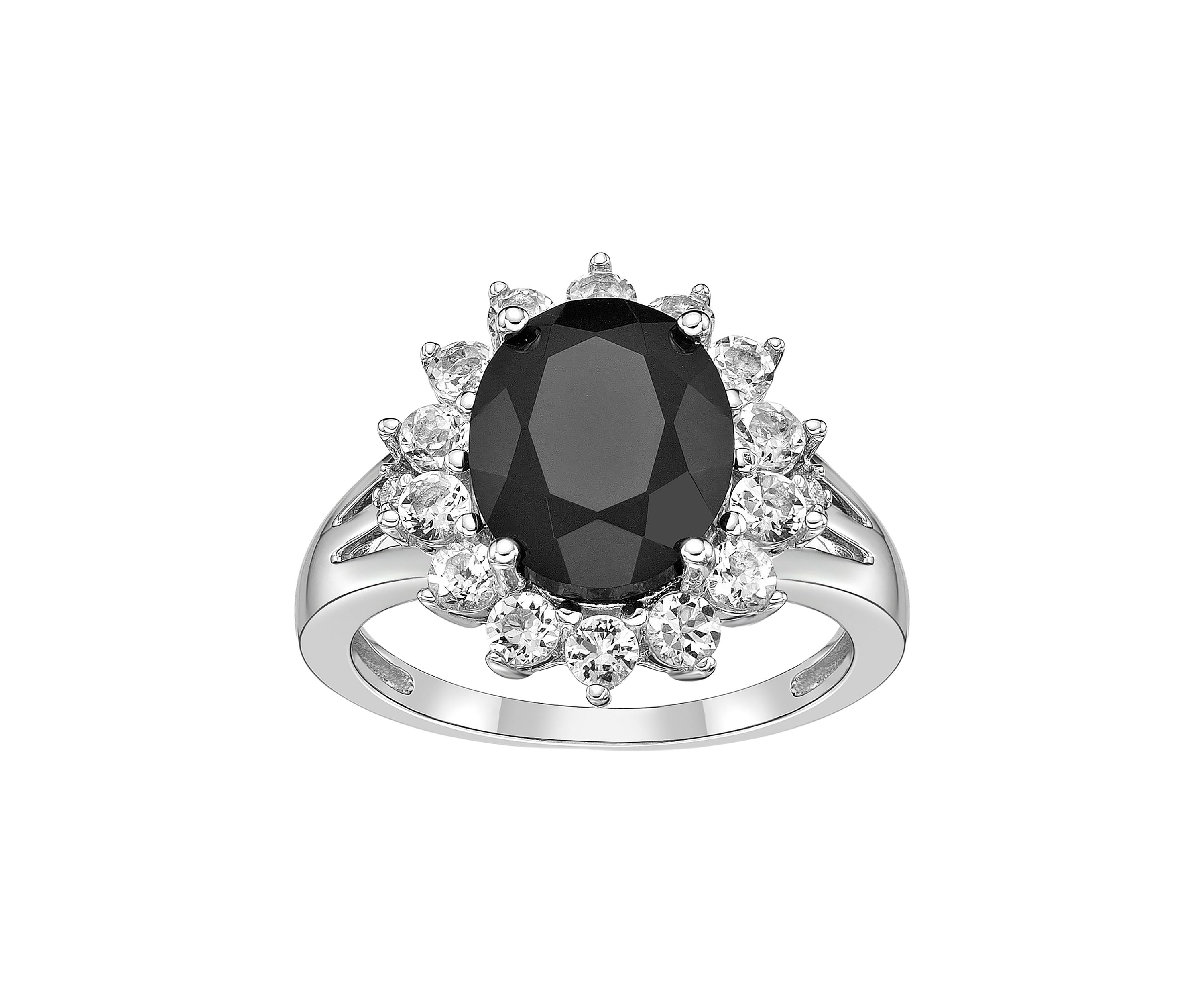 2.5 ct. t.w. Black Onyx and 1.2 ct. t.w. Created White Sapphire Ring in Sterling Silver