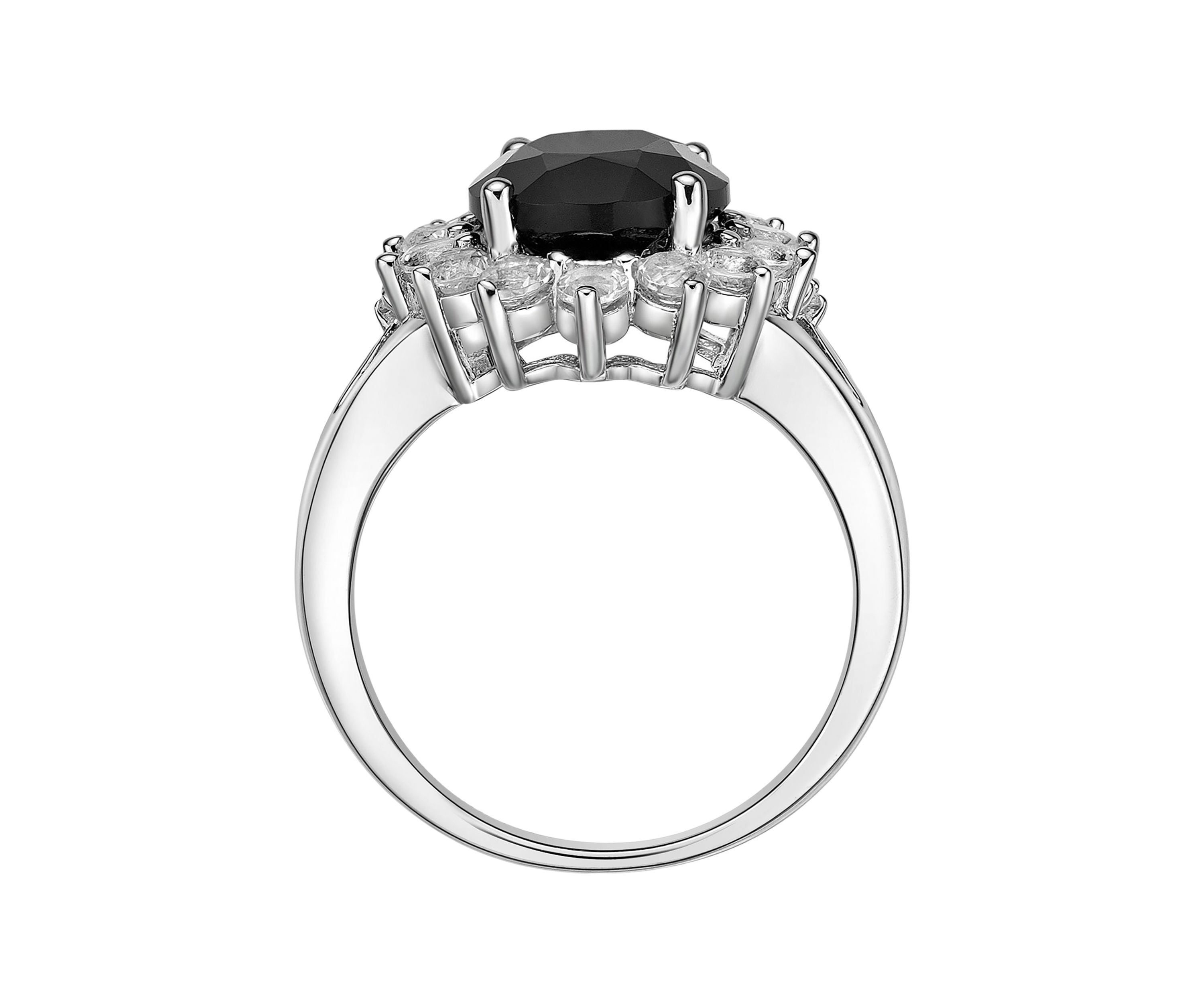 2.5 ct. t.w. Black Onyx and 1.2 ct. t.w. Created White Sapphire Ring in Sterling Silver