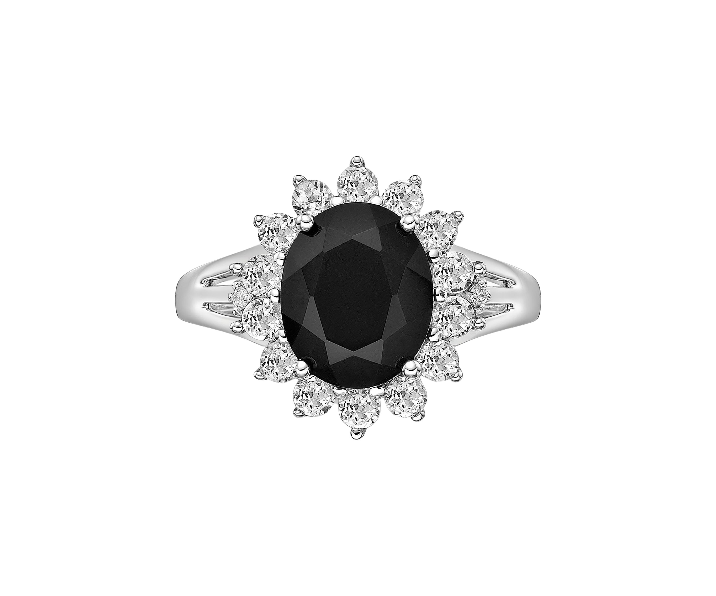 2.5 ct. t.w. Black Onyx and 1.2 ct. t.w. Created White Sapphire Ring in Sterling Silver