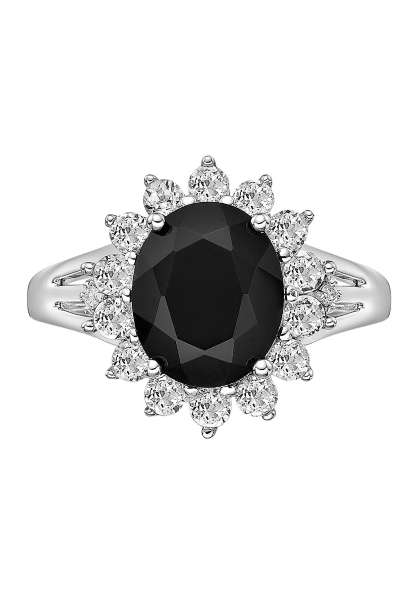 2.5 ct. t.w. Black Onyx and 1.2 ct. t.w. Created White Sapphire Ring in Sterling Silver