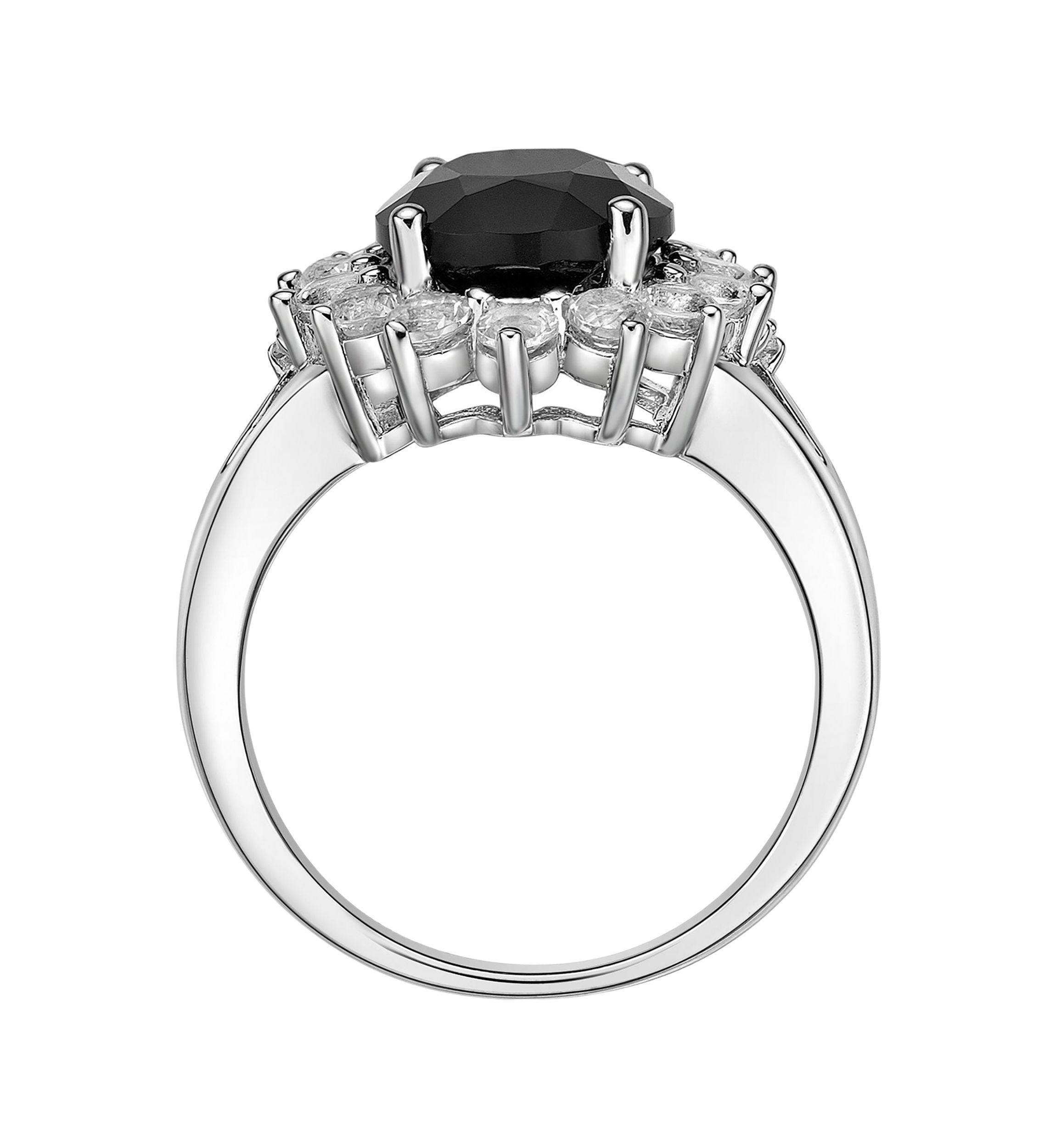 2.5 ct. t.w. Black Onyx and 1.2 ct. t.w. Created White Sapphire Ring in Sterling Silver