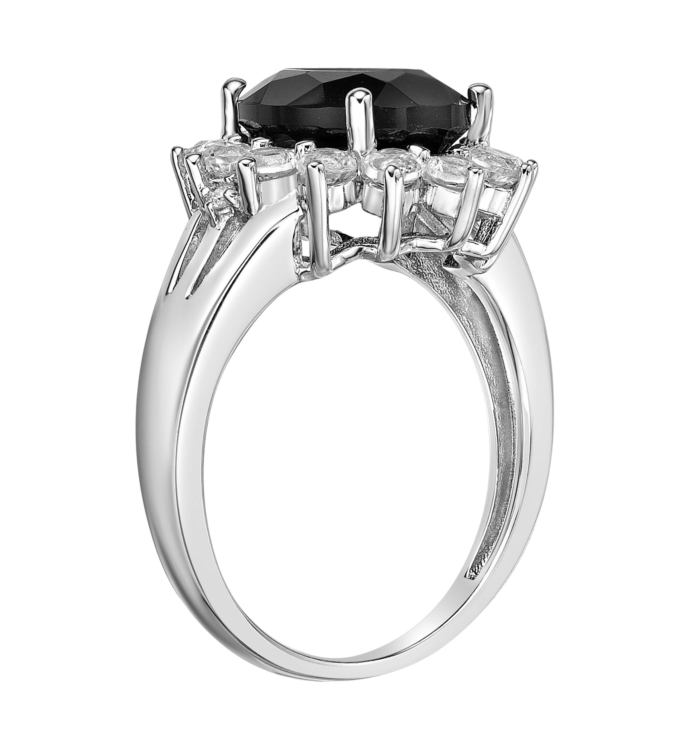 2.5 ct. t.w. Black Onyx and 1.2 ct. t.w. Created White Sapphire Ring in Sterling Silver