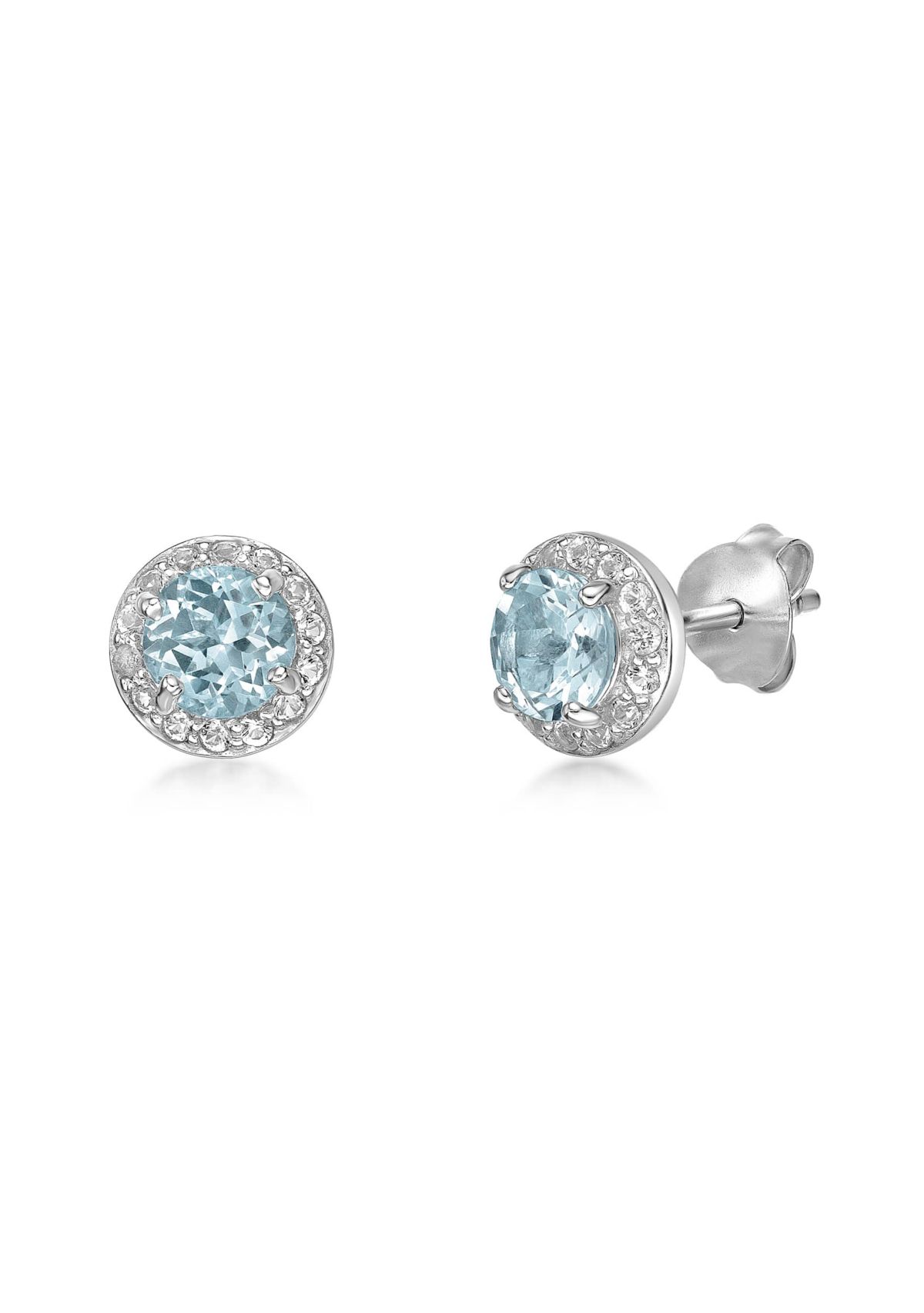 Lab Created 1 ct. t.w.Created Aquamarine and White Topaz Earrings in Sterling Silver
