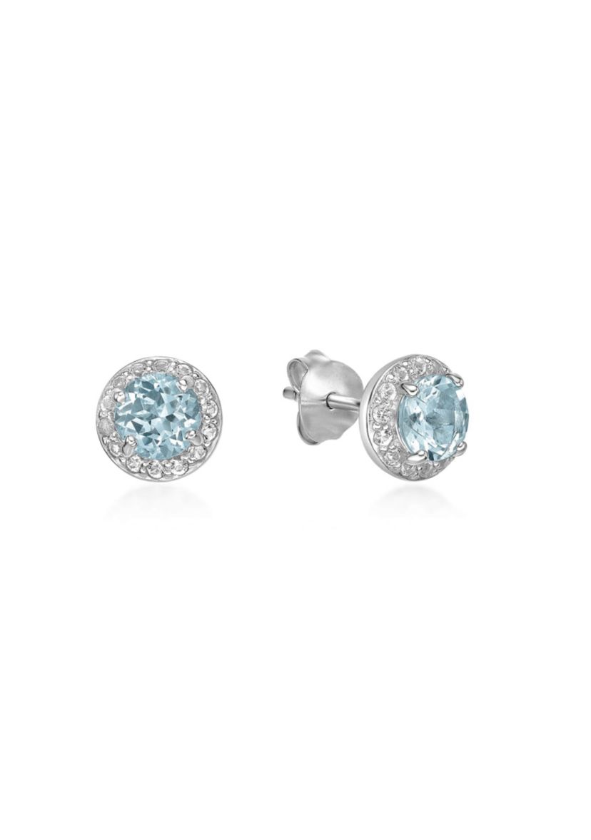 Lab Created 1 ct. t.w.Created Aquamarine and White Topaz Earrings in Sterling Silver