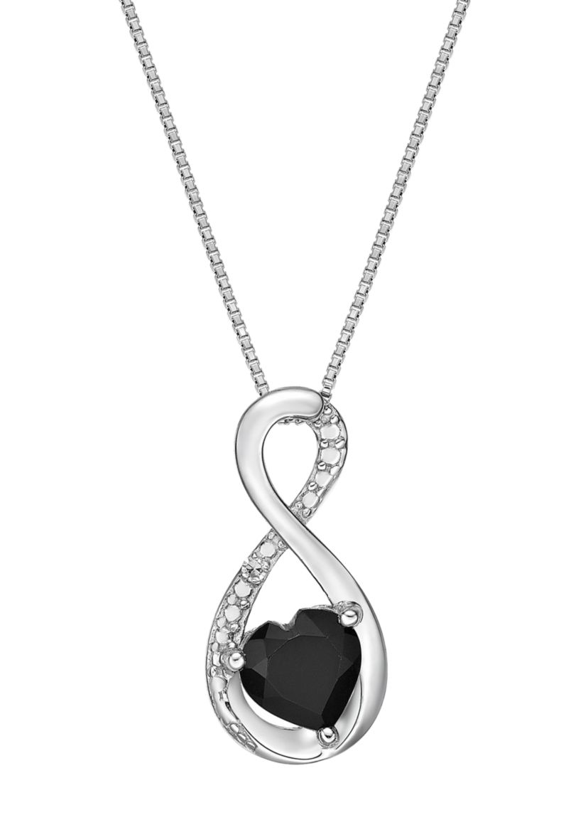 1/2 ct. t.w. Black Onyx and Diamond Accent Infinity Pendant Necklace in Sterling Silver