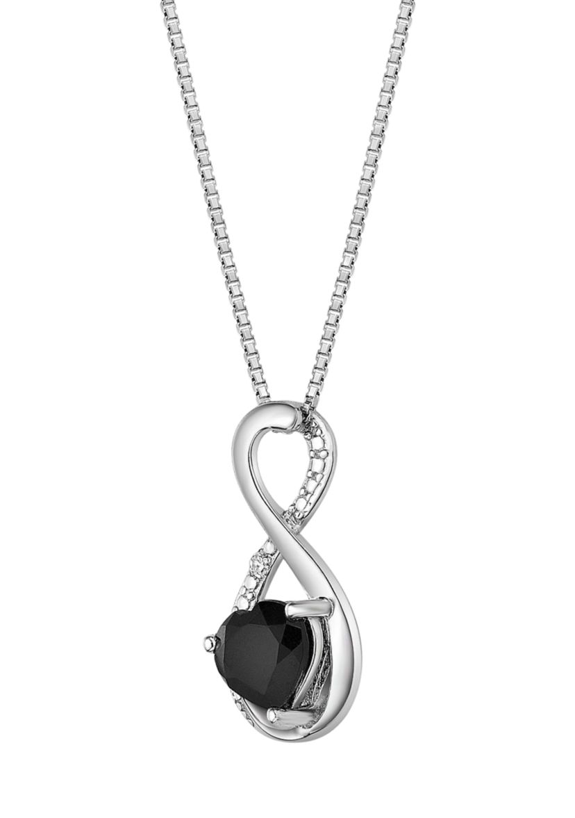 1/2 ct. t.w. Black Onyx and Diamond Accent Infinity Pendant Necklace in Sterling Silver