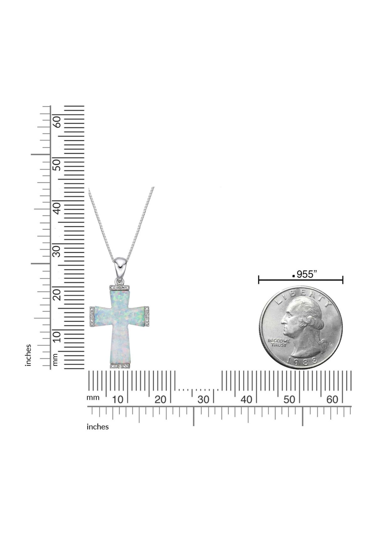 Lab Created 1 ct. t.w. Created Opal and Diamond Accent Cross Pendant in Sterling Silver