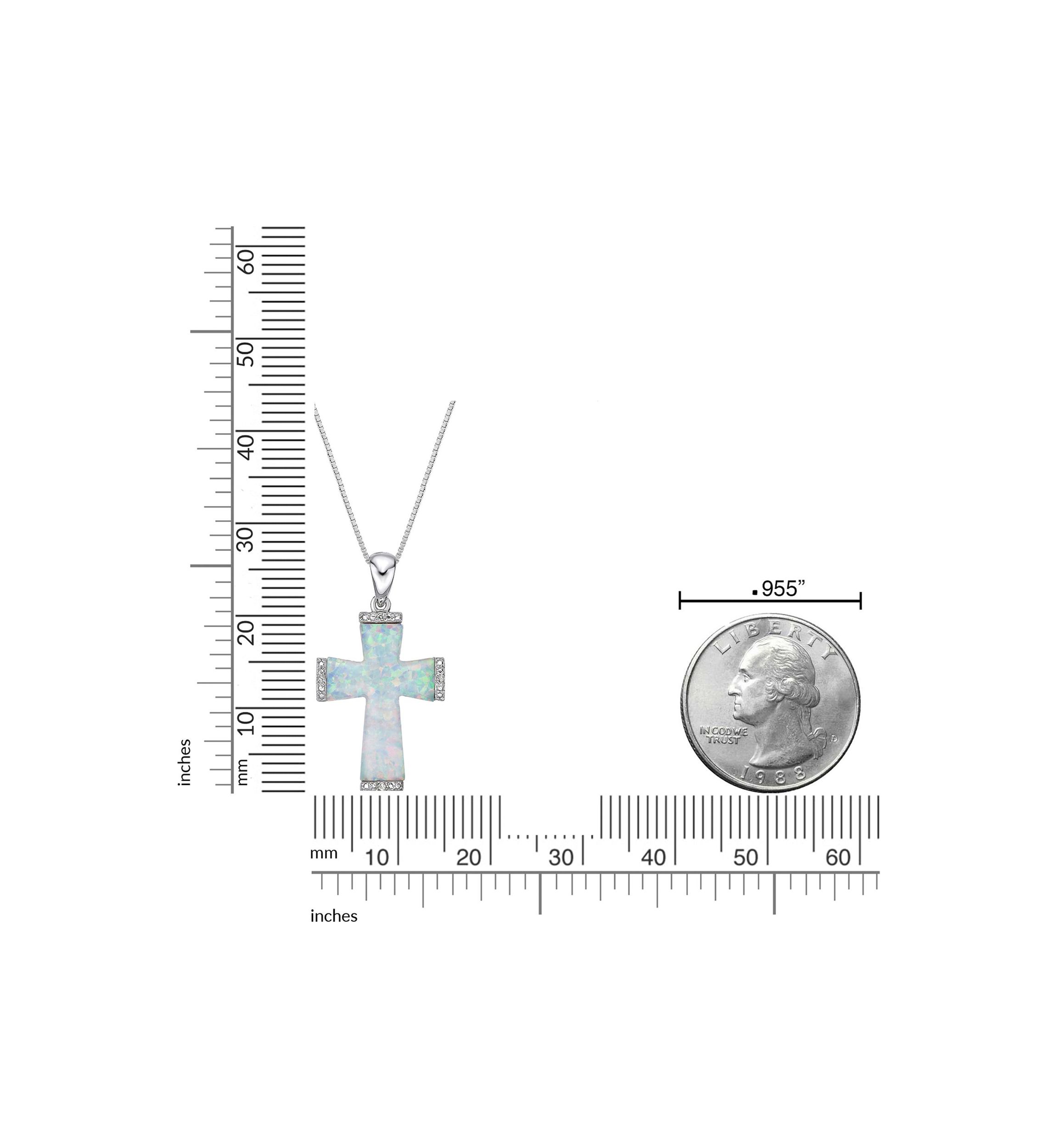 Lab Created 1 ct. t.w. Created Opal and Diamond Accent Cross Pendant in Sterling Silver