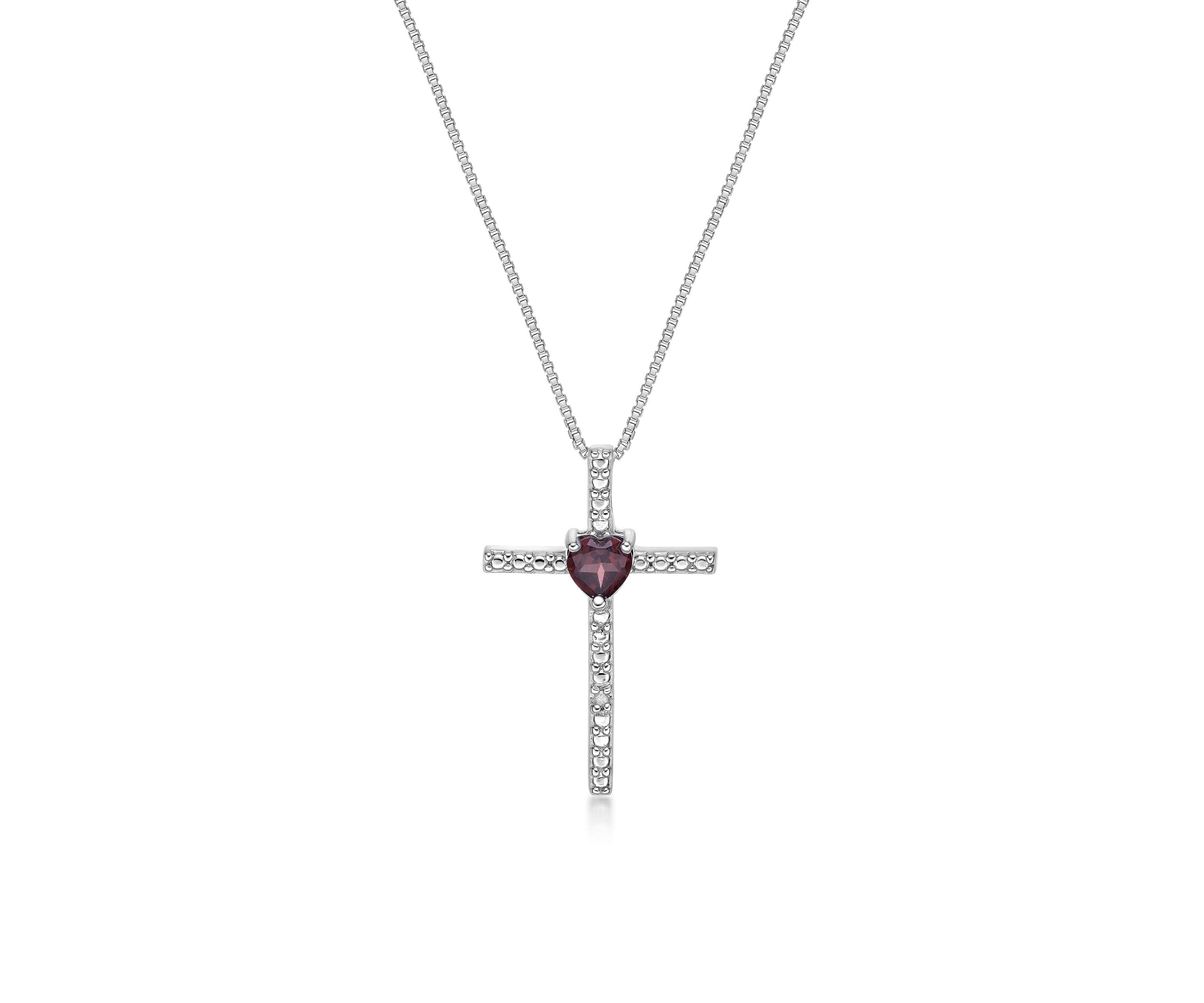 1/3 ct. t.w. Garnet and Diamond Accent Pendant Necklace in Sterling Silver