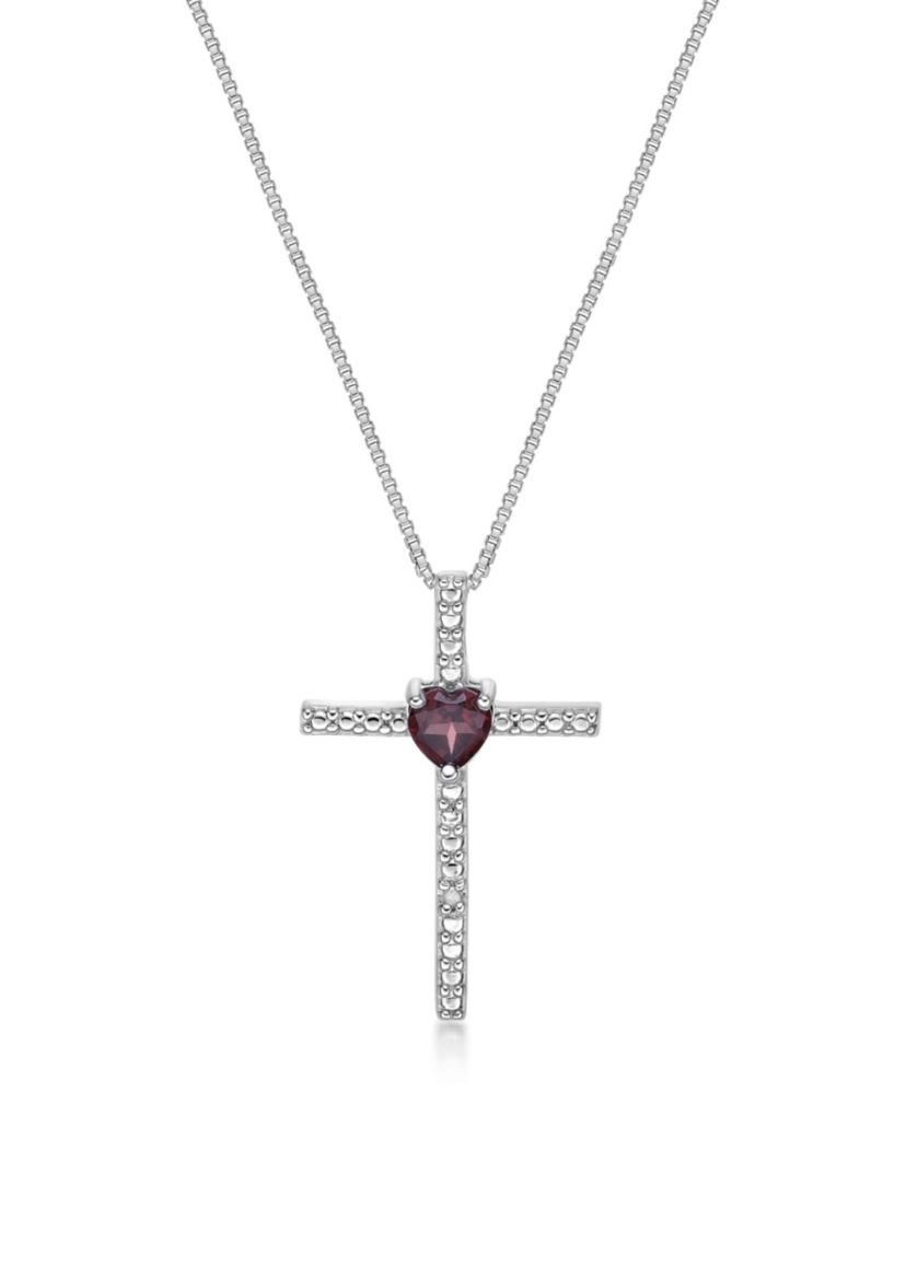 1/3 ct. t.w. Garnet and Diamond Accent Pendant Necklace in Sterling Silver