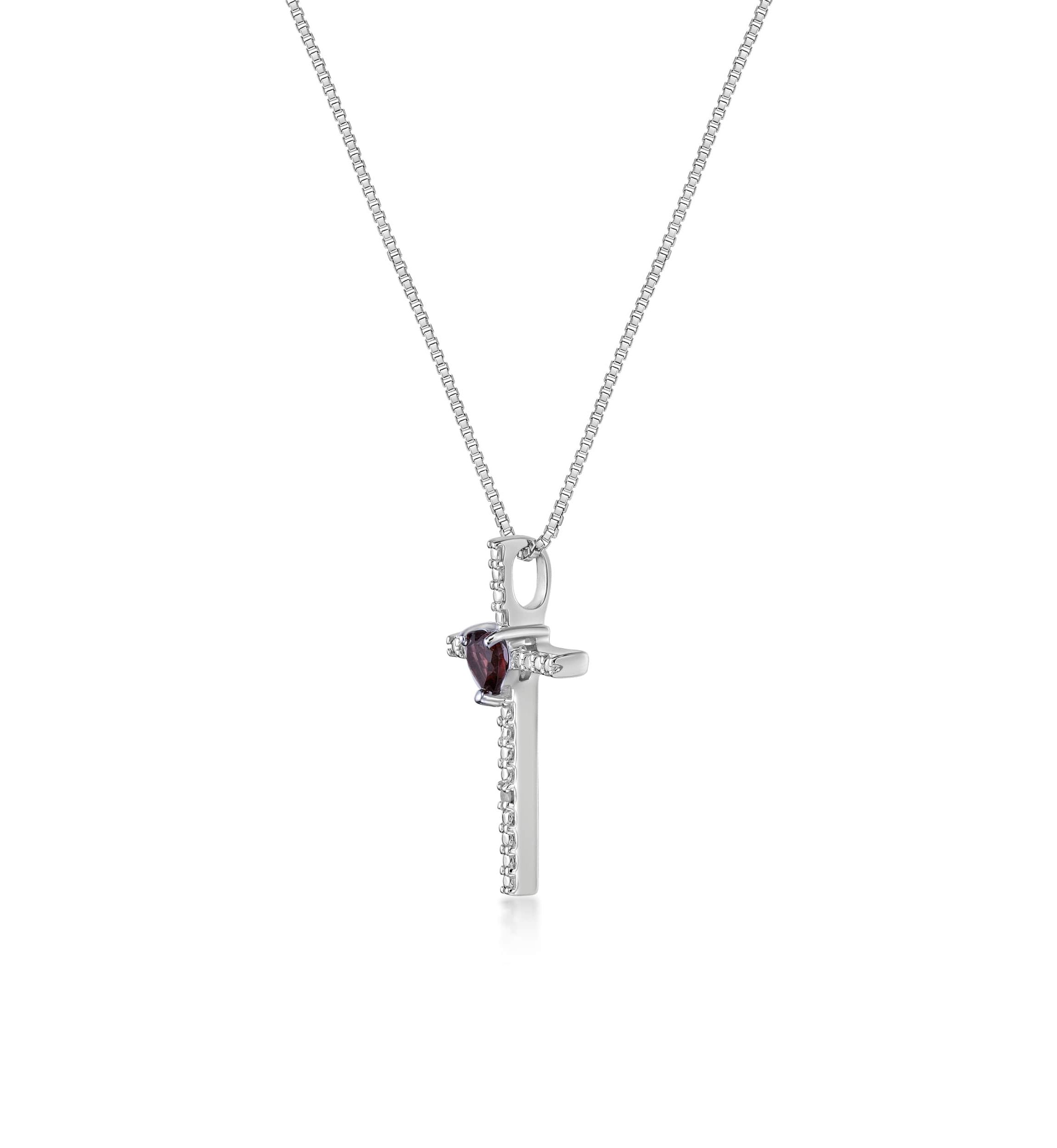 1/3 ct. t.w. Garnet and Diamond Accent Pendant Necklace in Sterling Silver