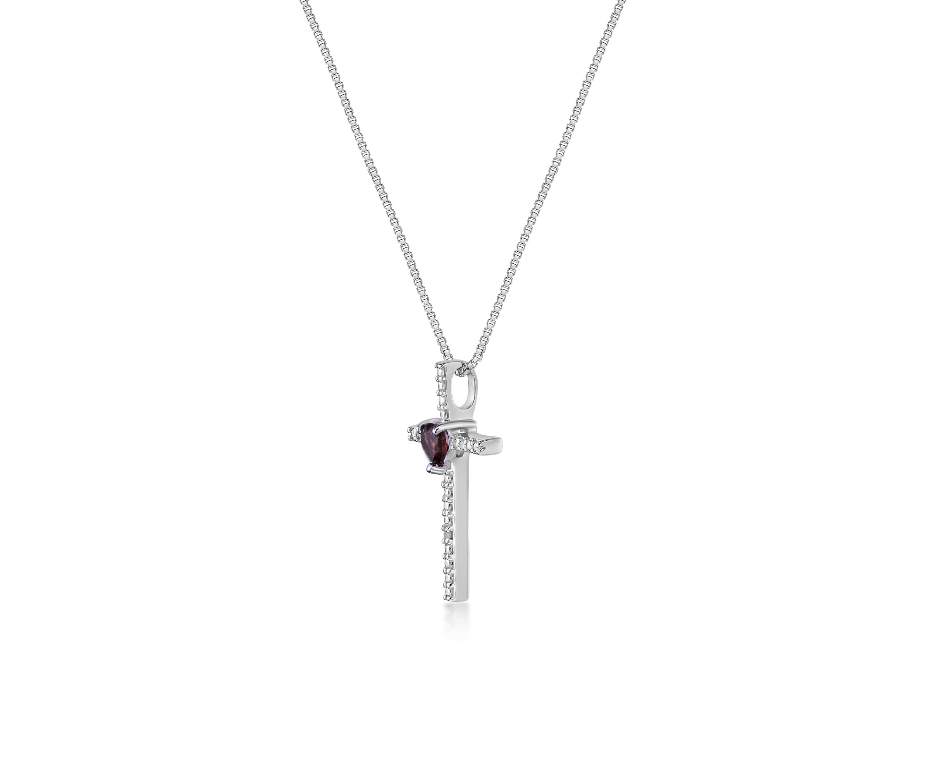 1/3 ct. t.w. Garnet and Diamond Accent Pendant Necklace in Sterling Silver
