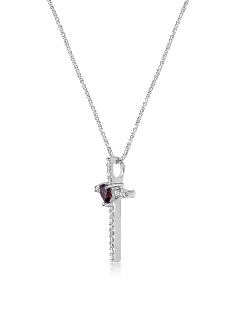 1/3 ct. t.w. Garnet and Diamond Accent Pendant Necklace in Sterling Silver