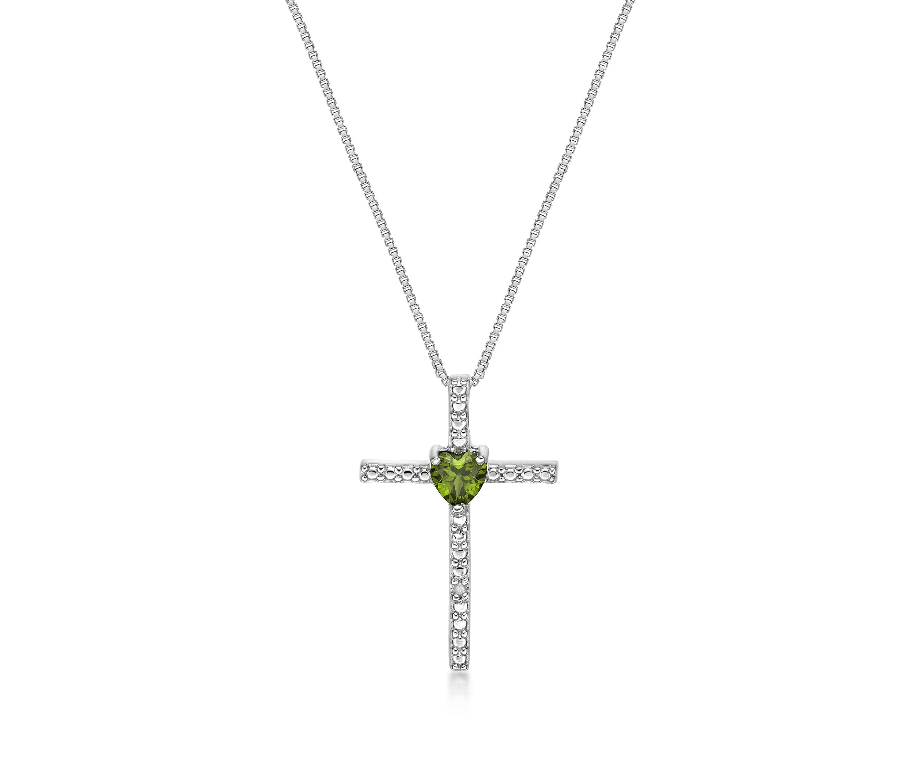 1/4 ct. t.w. Peridot and Diamond Accent Pendant Necklace in Sterling Silver