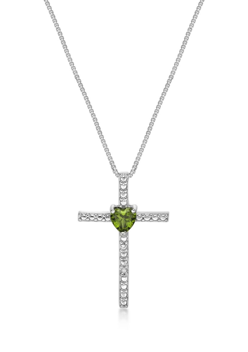 1/4 ct. t.w. Peridot and Diamond Accent Pendant Necklace in Sterling Silver