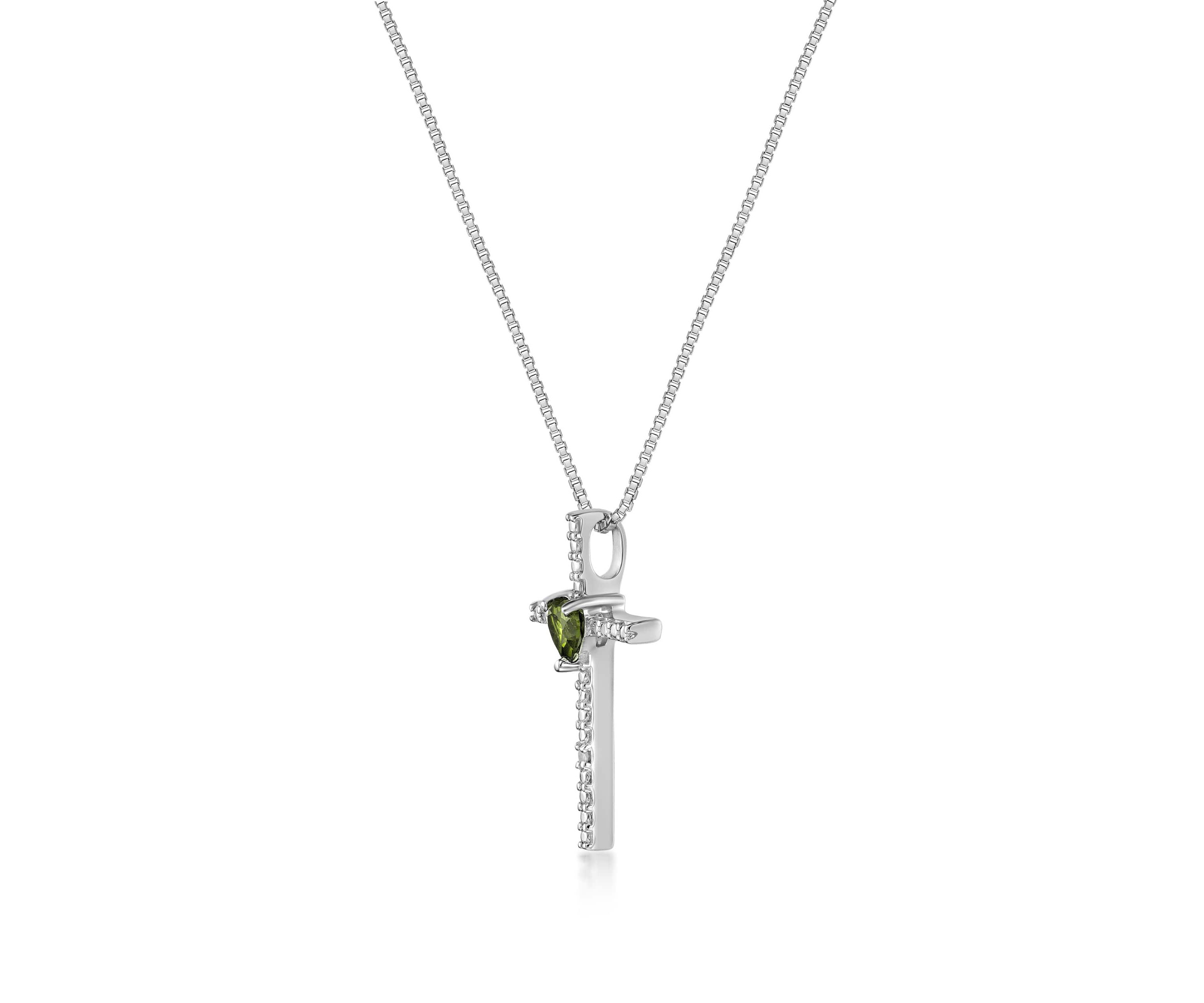 1/4 ct. t.w. Peridot and Diamond Accent Pendant Necklace in Sterling Silver