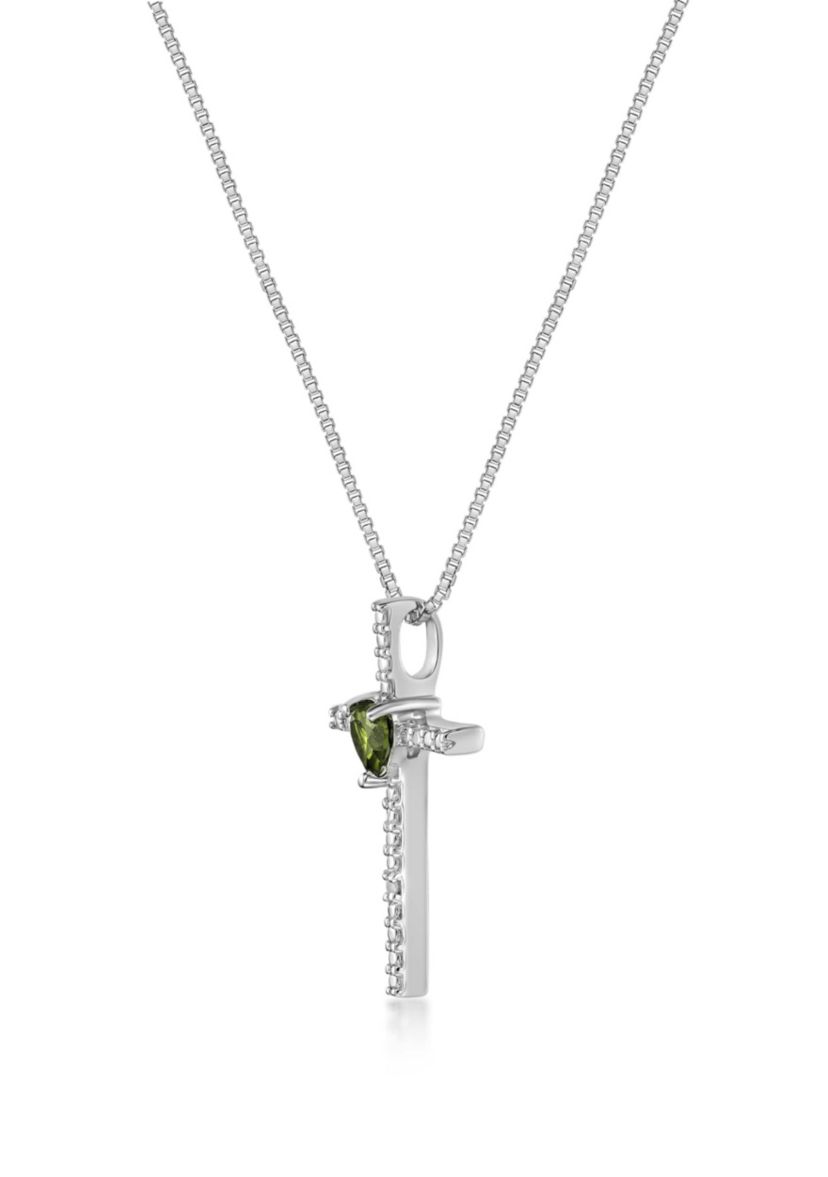 1/4 ct. t.w. Peridot and Diamond Accent Pendant Necklace in Sterling Silver