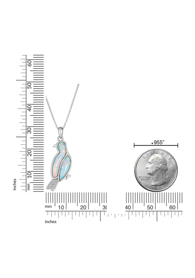 Lab Created 0.8 ct. t.w. Created Opal and Diamond Accent Bird Pendant in Sterling Silver