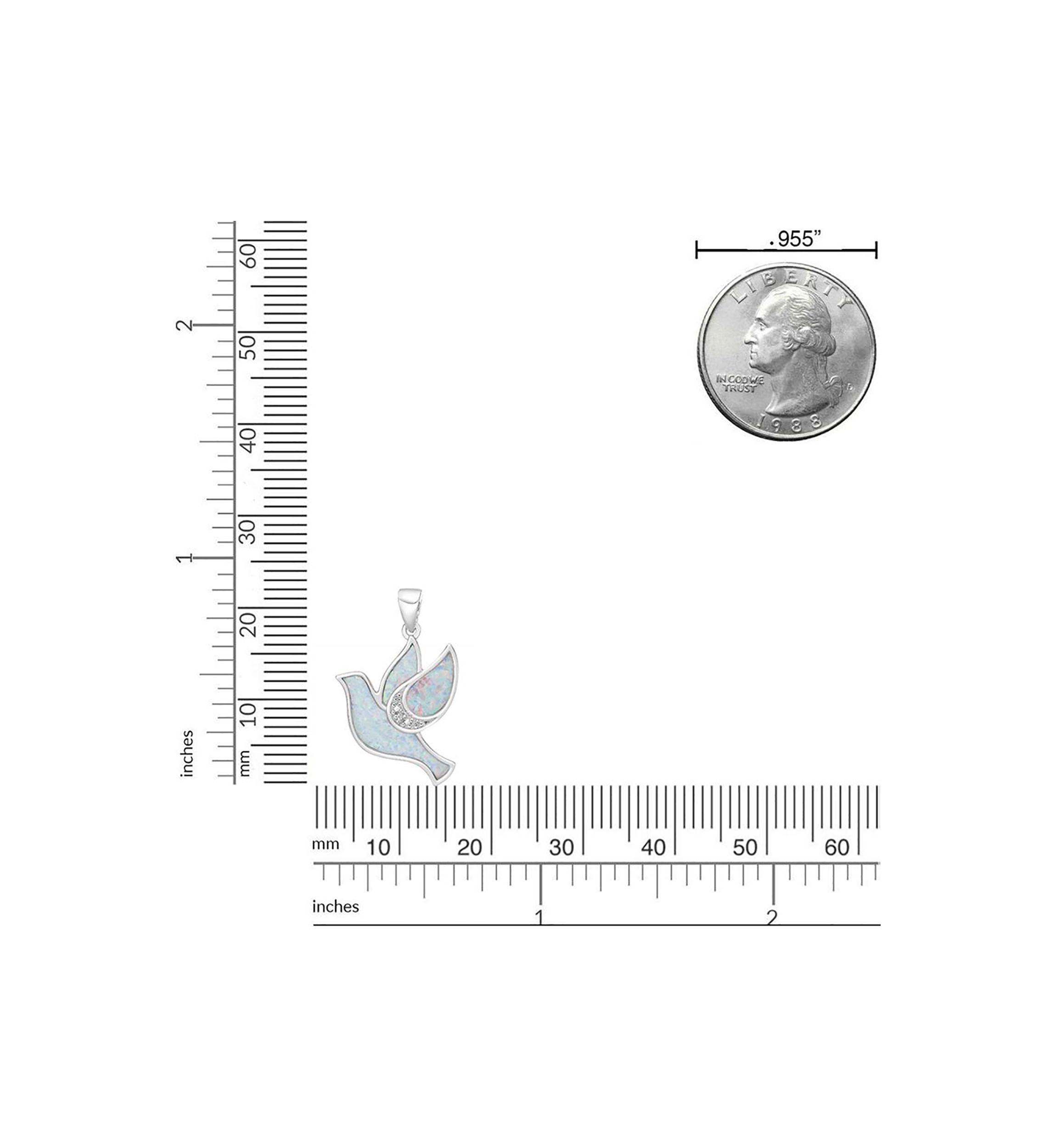 Lab Created 0.8 ct. t.w. Created Opal and Diamond Accent Dove Pendant in Sterling Silver