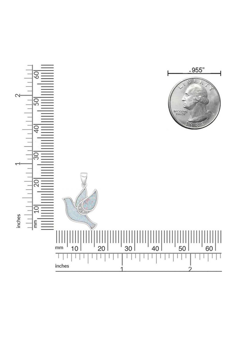 Lab Created 0.8 ct. t.w. Created Opal and Diamond Accent Dove Pendant in Sterling Silver