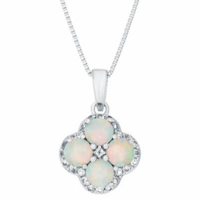 Gemminded Lab Created 5/8 ct. t.w. Created Opal and 1/5 ct. t.w. Created White Sapphire Pendant in Sterling Silver