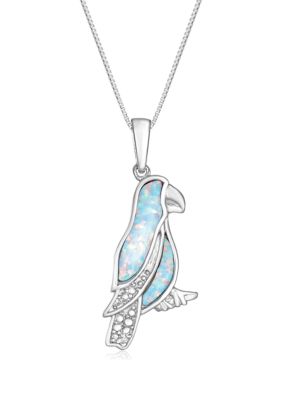 Belk & Co Lab Created 1.0 ct. t.w. Created Opal and Diamond Accent Bird Pendant in Sterling Silver -  5400119BI1859P1COPSIL