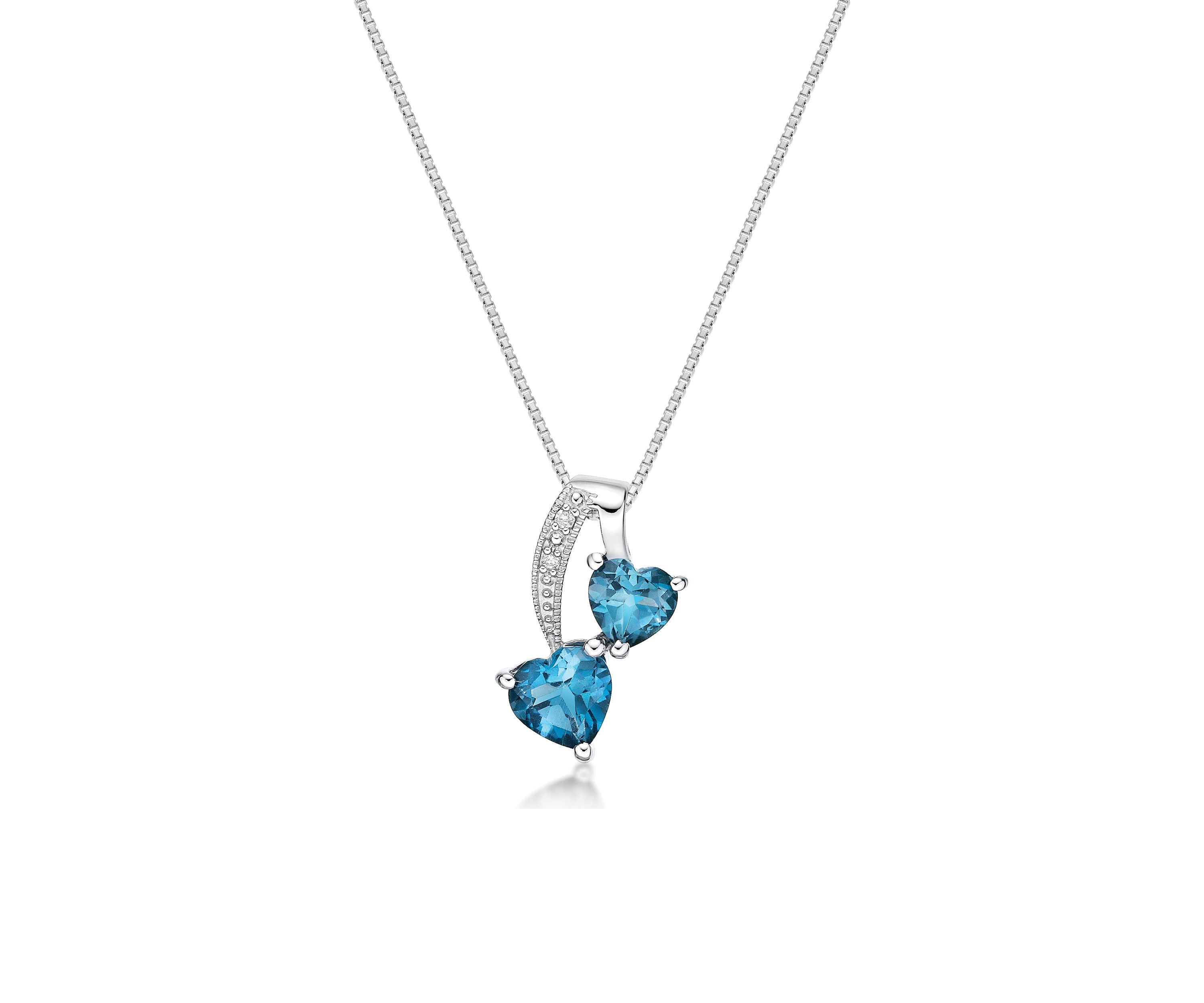 1.5 ct. t.w. London Blue Topaz and 1/10 ct. t.w. Diamond Pendant in Sterling Silver