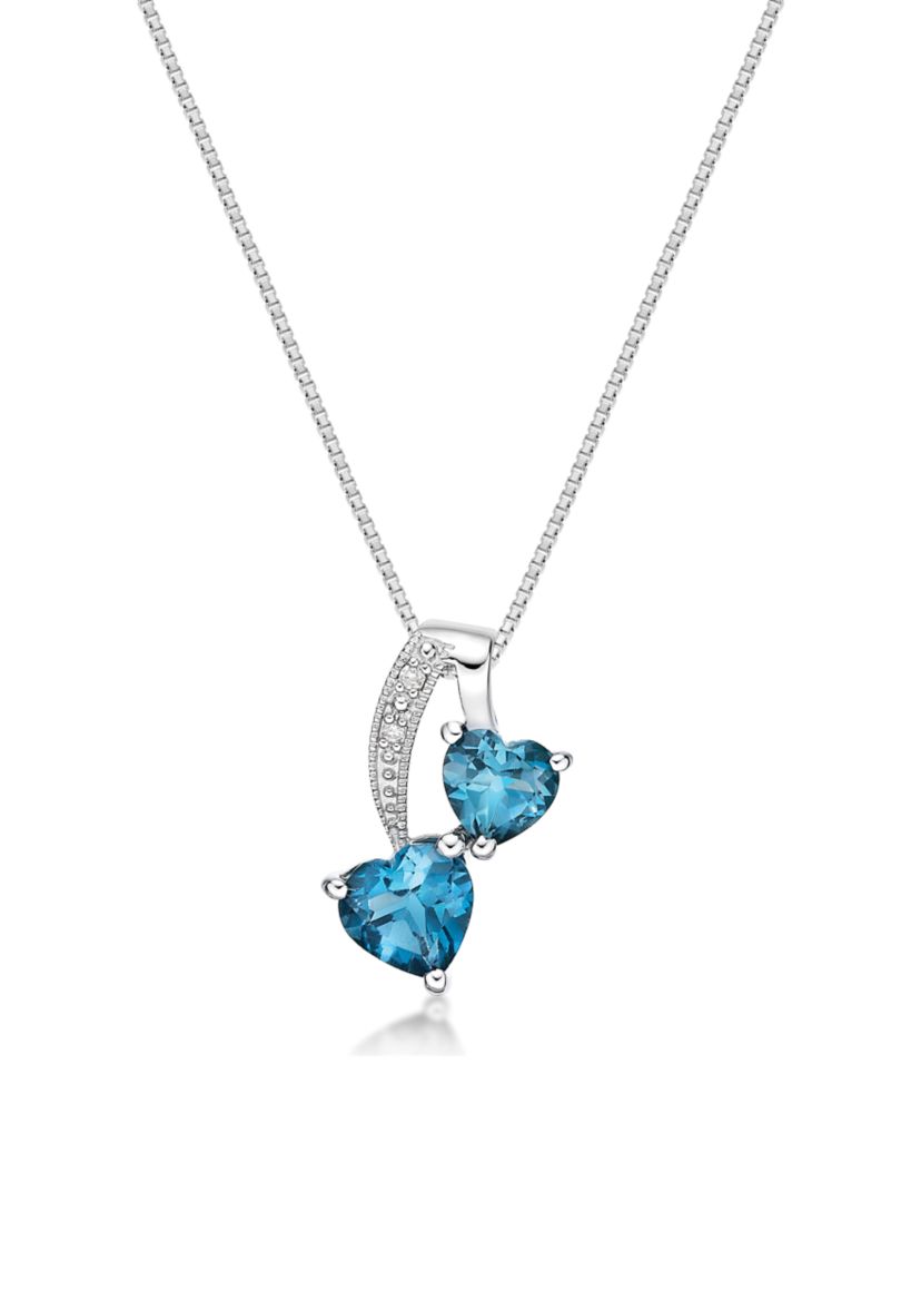 1.5 ct. t.w. London Blue Topaz and 1/10 ct. t.w. Diamond Pendant in Sterling Silver