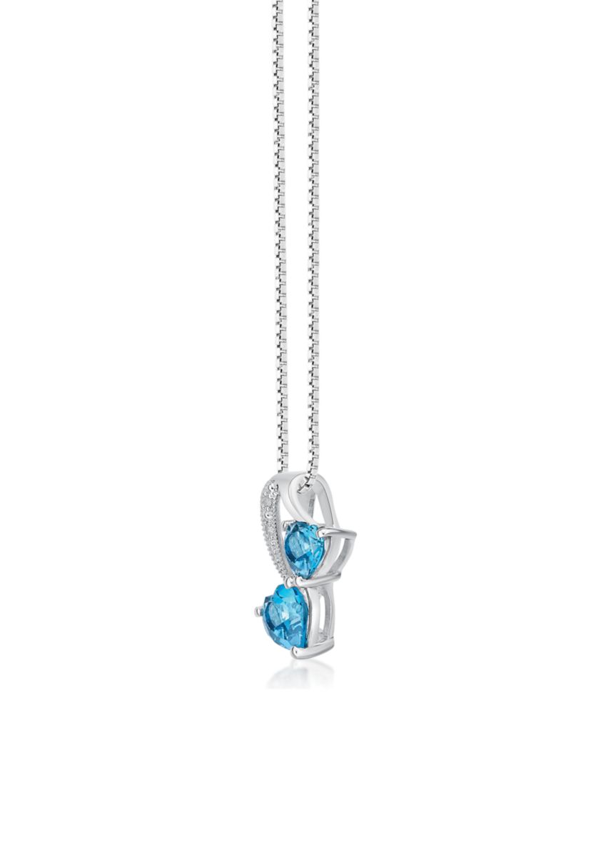 1.5 ct. t.w. London Blue Topaz and 1/10 ct. t.w. Diamond Pendant in Sterling Silver