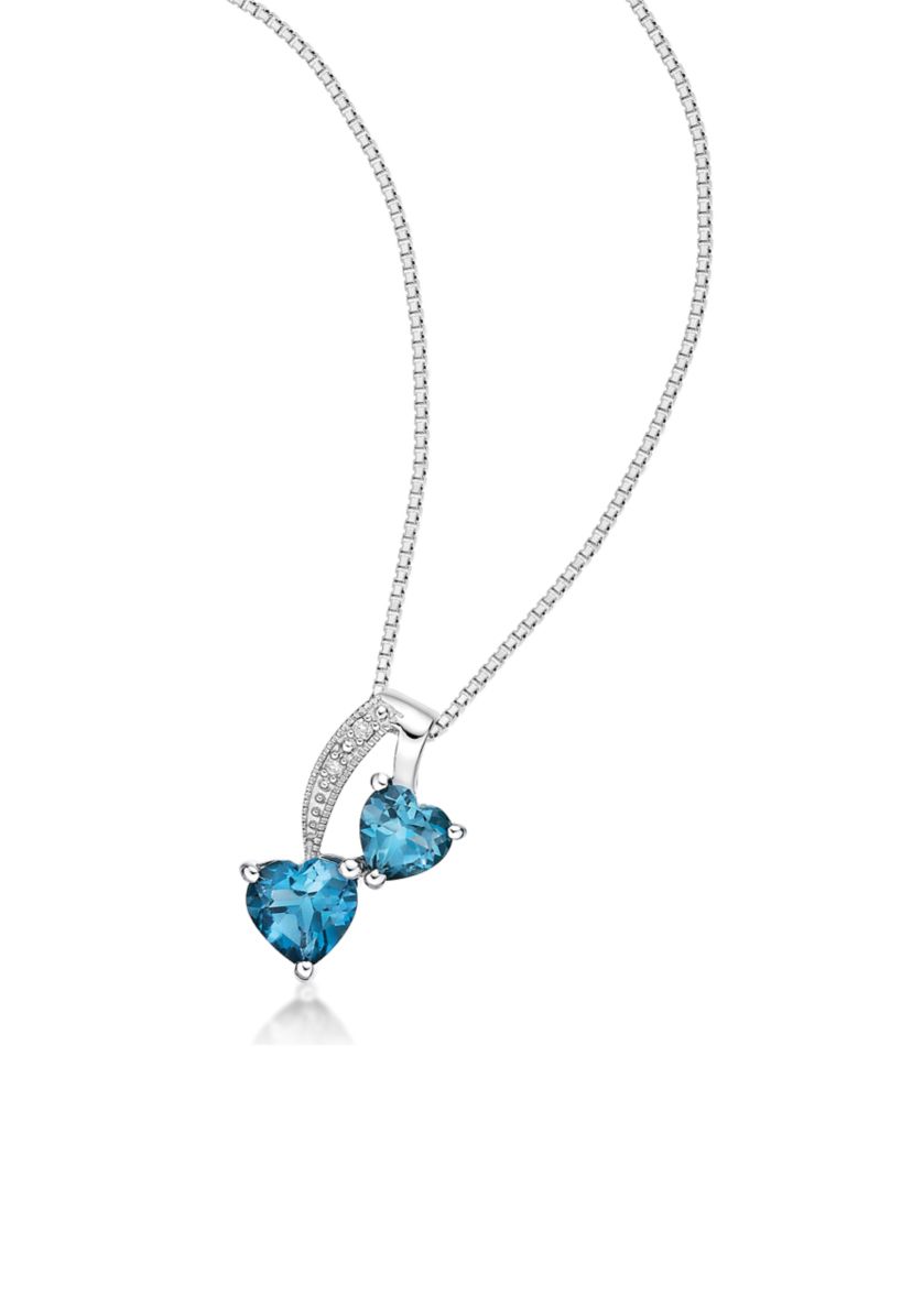1.5 ct. t.w. London Blue Topaz and 1/10 ct. t.w. Diamond Pendant in Sterling Silver
