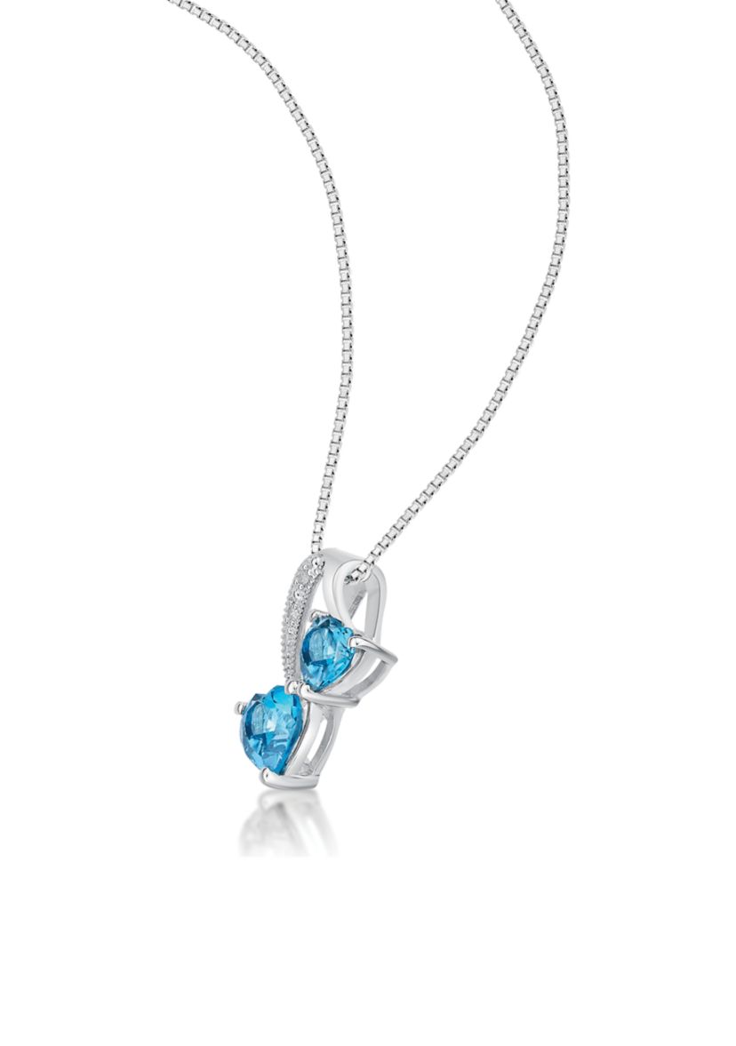 1.5 ct. t.w. London Blue Topaz and 1/10 ct. t.w. Diamond Pendant in Sterling Silver