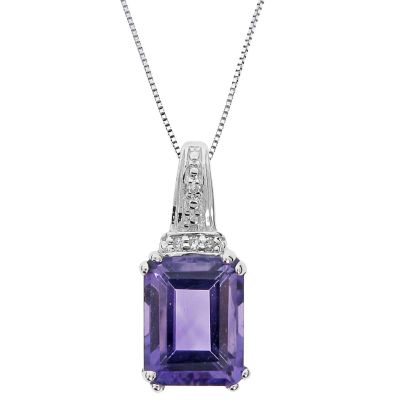 Gemminded 1.6 ct. t.w. Amethyst and Diamond Accent Pendant Necklace in 10K White Gold, 18 in