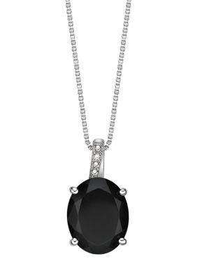 Belk & Co 2.2 Ct. T.w. Black Onyx And Diamond Accent Pendant Necklace In Sterling Silver